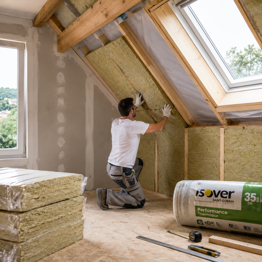 Travaux d’isolation thermique des combles dans une maison à Dardilly